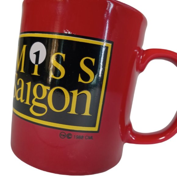 Miss Saigon The Musical Broadway Souvenir Coffee Mug 1988 Red Black Kilncraft - Picture 2 of 5